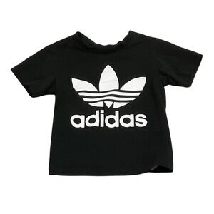 Adidas T-Shirt Kids 2-3Y Black Good Trefoil Logo Graphic Short Sleeve Tee